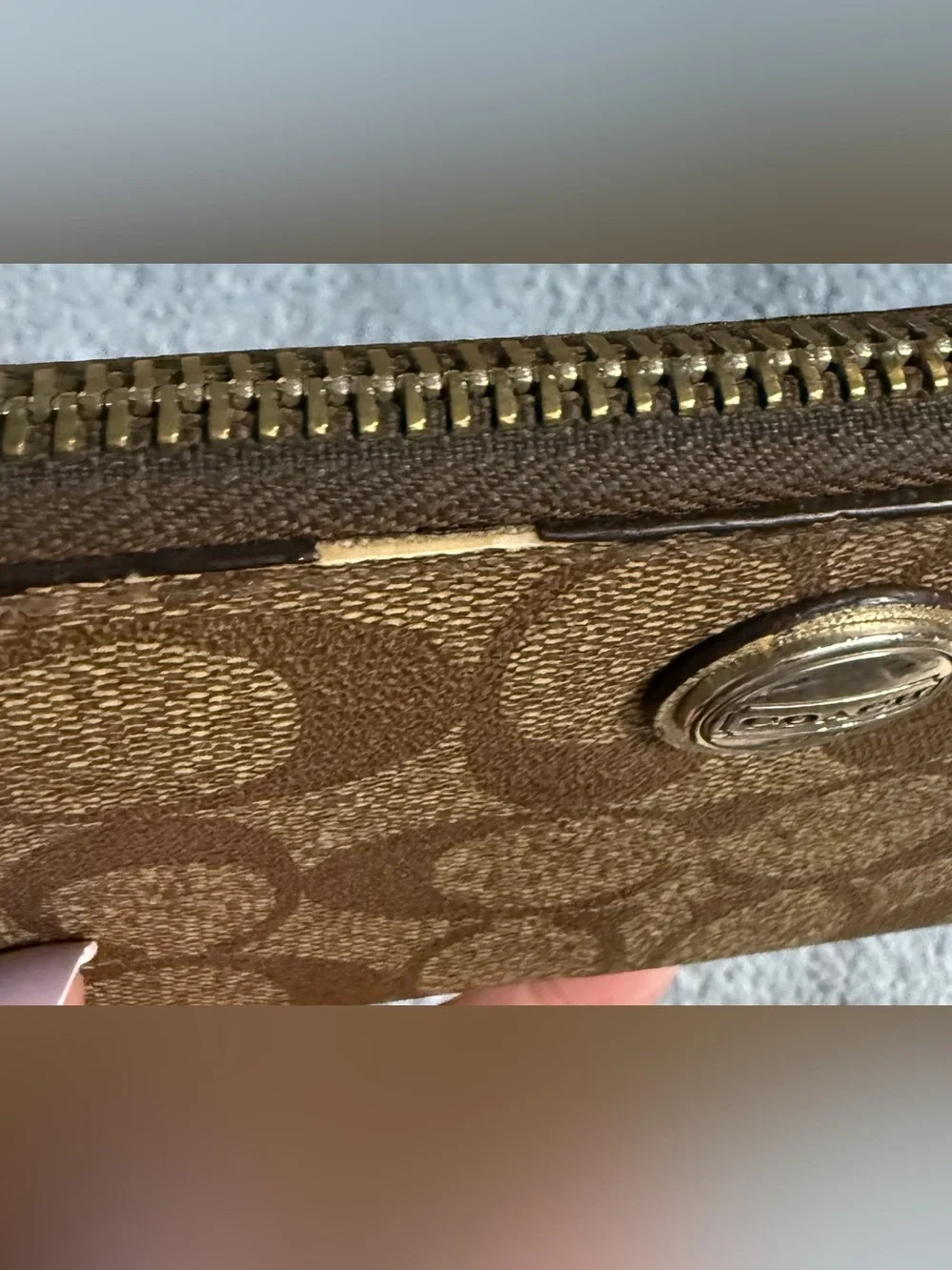 COACH Signature Canvas Wristlet & Zip Wallet Duo Set Brown Tan Bundle ✨